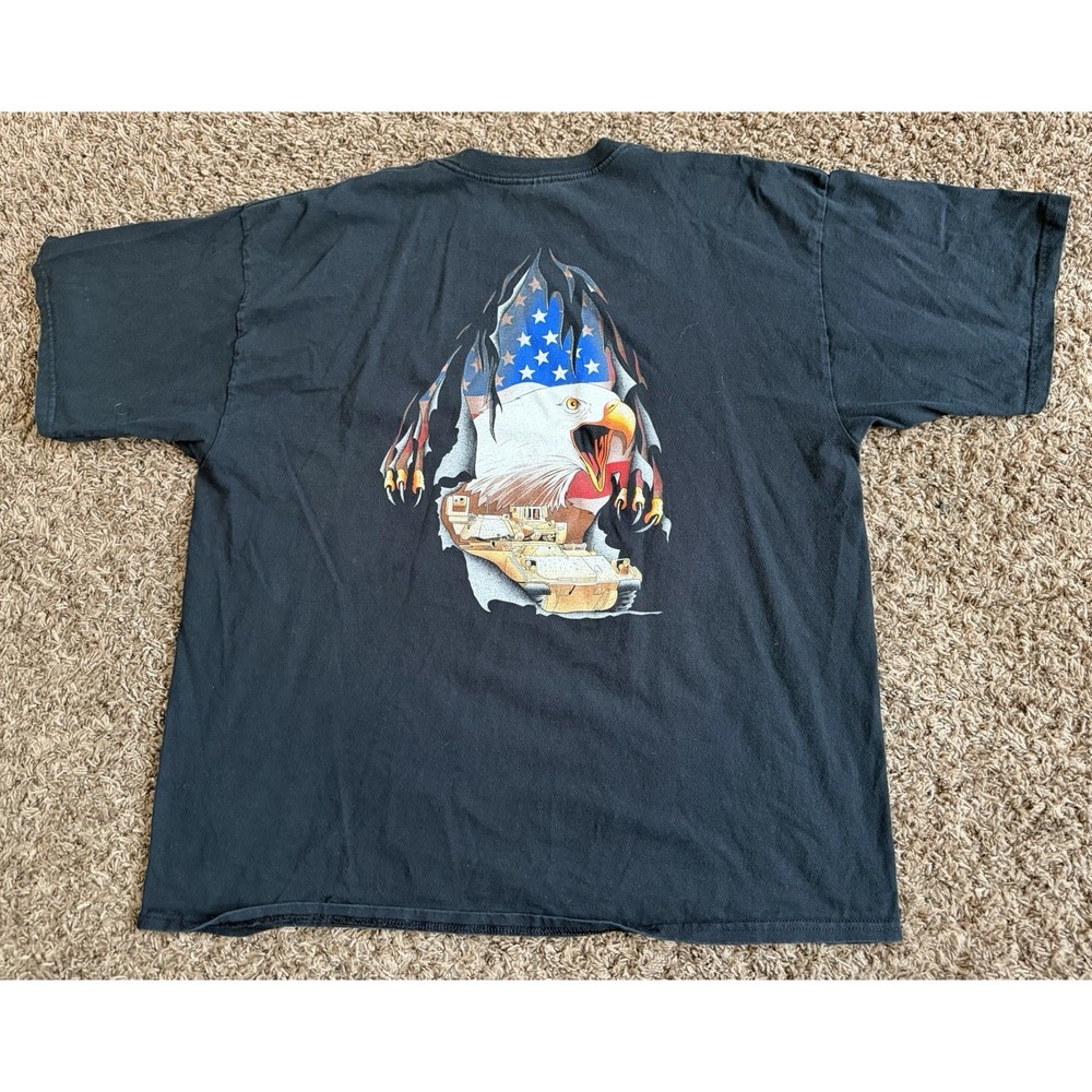 Vintage Y2k T Shirt Large Bradley Tank Combat Systems Eagle USA Mens Sz 2XL